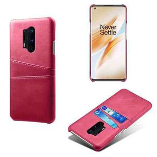For OnePlus 8 Pro Calf Texture PC + PU Leather Back Cover Shockproof Case with Dual Card Slots(Rose Red)