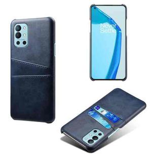 For OnePlus 9R Calf Texture PC + PU Leather Back Cover Shockproof Case with Dual Card Slots(Blue)