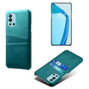 For OnePlus 9R Calf Texture PC + PU Leather Back Cover Shockproof Case with Dual Card Slots(Green)