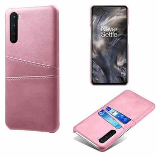 For OnePlus Nord Calf Texture PC + PU Leather Back Cover Shockproof Case with Dual Card Slots(Pink)