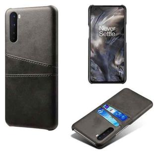 For OnePlus Nord Calf Texture PC + PU Leather Back Cover Shockproof Case with Dual Card Slots(Black)