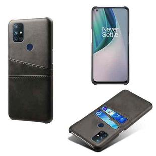 For OnePlus Nord N10 5G Calf Texture PC + PU Leather Back Cover Shockproof Case with Dual Card Slots(Black)