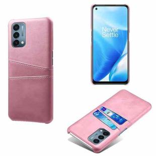For OnePlus Nord N200 5G Calf Texture PC + PU Leather Back Cover Shockproof Case with Dual Card Slots(Pink)