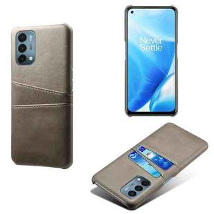 For OnePlus Nord N200 5G Calf Texture PC + PU Leather Back Cover Shockproof Case with Dual Card Slots(Grey)
