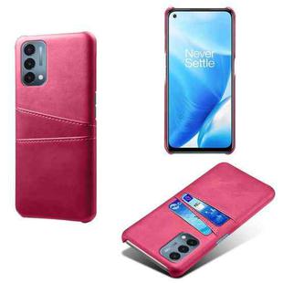 For OnePlus Nord N200 5G Calf Texture PC + PU Leather Back Cover Shockproof Case with Dual Card Slots(Rose Red)