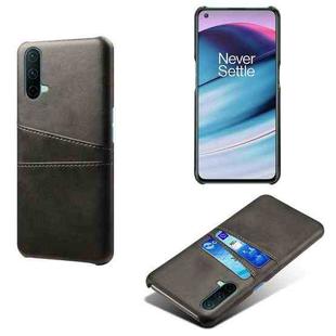 For OnePlus Nord CE 5G Calf Texture PC + PU Leather Back Cover Shockproof Case with Dual Card Slots(Black)