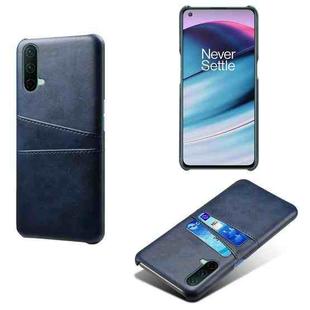 For OnePlus Nord CE 5G Calf Texture PC + PU Leather Back Cover Shockproof Case with Dual Card Slots(Blue)