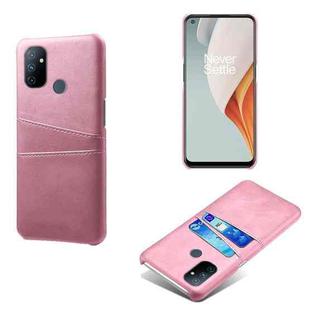 For OnePlus Nord N100 Calf Texture PC + PU Leather Back Cover Shockproof Case with Dual Card Slots(Pink)
