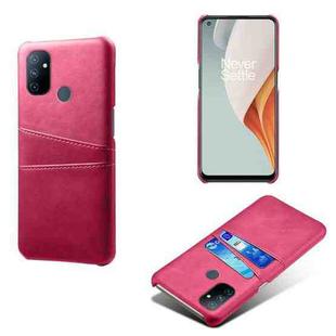 For OnePlus Nord N100 Calf Texture PC + PU Leather Back Cover Shockproof Case with Dual Card Slots(Rose Red)