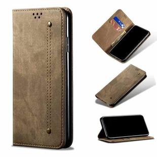 For Motorola Moto G30 Denim Texture Casual Style Horizontal Flip Leather Case with Holder & Card Slots & Wallet(Khaki)