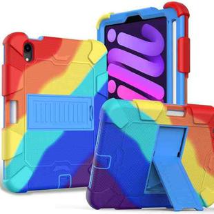 For iPad mini 6 Two-Color Robot Shockproof Silicone + PC Protective Tablet Case with Holder & Pen Slot(Colorful + Blue)