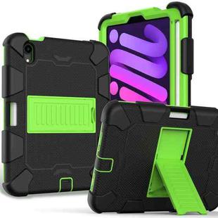 For iPad mini 6 Two-Color Robot Shockproof Silicone + PC Protective Tablet Case with Holder & Pen Slot(Black + Yellow Green)