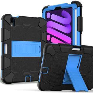 For iPad mini 6 Two-Color Robot Shockproof Silicone + PC Protective Tablet Case with Holder & Pen Slot(Black + Blue)
