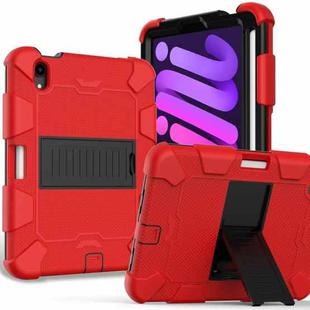 For iPad mini 6 Two-Color Robot Shockproof Silicone + PC Protective Tablet Case with Holder & Pen Slot(Red + Black)