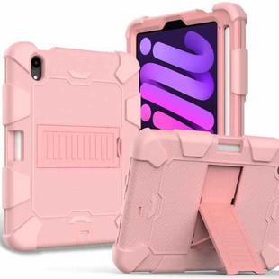 For iPad mini 6 Two-Color Robot Shockproof Silicone + PC Protective Tablet Case with Holder & Pen Slot(Rose Gold)