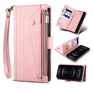 For Motorola Moto G30 Retro Frosted Horizontal Flip Leather Case with Holder & Card Slot & Wallet & Zipper Pocket & Lanyard(Rose Gold)