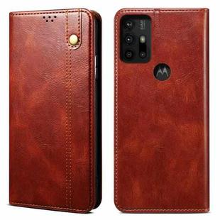 For Motorola Moto G30 Simple Wax Crazy Horse Texture Horizontal Flip Leather Case with Card Slots & Wallet(Brown)