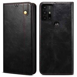 For Motorola Moto G30 Simple Wax Crazy Horse Texture Horizontal Flip Leather Case with Card Slots & Wallet(Black)