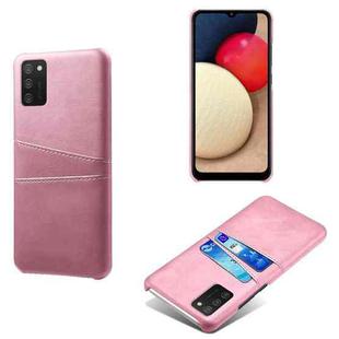 For Samsung Galaxy A02s Calf Texture PC + PU Leather Back Cover Shockproof Case with Dual Card Slots(Pink)