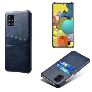 For Samsung Galaxy A51 5G Calf Texture PC + PU Leather Back Cover Shockproof Case with Dual Card Slots(Blue)