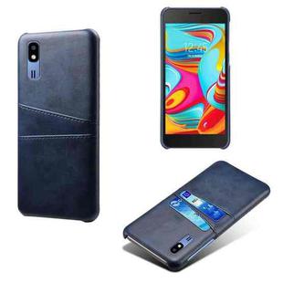 For Samsung Galaxy A2 Core Calf Texture PC + PU Leather Back Cover Shockproof Case with Dual Card Slots(Blue)