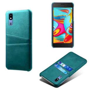 For Samsung Galaxy A2 Core Calf Texture PC + PU Leather Back Cover Shockproof Case with Dual Card Slots(Green)