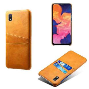 For Samsung Galaxy A10e Calf Texture PC + PU Leather Back Cover Shockproof Case with Dual Card Slots(Orange)