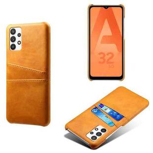 For Samsung Galaxy A32 5G Calf Texture PC + PU Leather Back Cover Shockproof Case with Dual Card Slots(Orange)