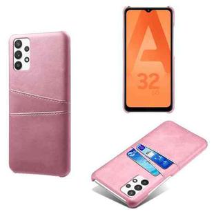 For Samsung Galaxy A32 5G Calf Texture PC + PU Leather Back Cover Shockproof Case with Dual Card Slots(Pink)