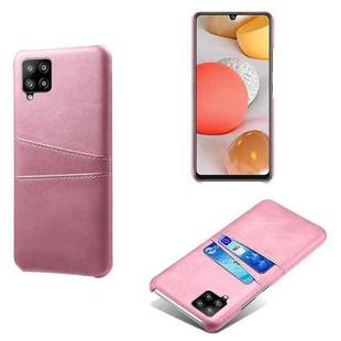 For Samsung Galaxy A42 5G Calf Texture PC + PU Leather Back Cover Shockproof Case with Dual Card Slots(Pink)