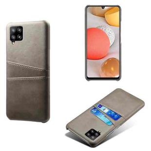For Samsung Galaxy A42 5G Calf Texture PC + PU Leather Back Cover Shockproof Case with Dual Card Slots(Grey)