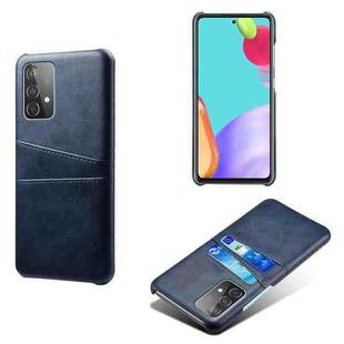 For Samsung Galaxy A52 5G Calf Texture PC + PU Leather Back Cover Shockproof Case with Dual Card Slots(Blue)