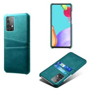 For Samsung Galaxy A52 5G Calf Texture PC + PU Leather Back Cover Shockproof Case with Dual Card Slots(Green)