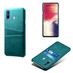 For Samsung Galaxy A60 Calf Texture PC + PU Leather Back Cover Shockproof Case with Dual Card Slots(Green)