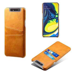 For Samsung Galaxy A80 Calf Texture PC + PU Leather Back Cover Shockproof Case with Dual Card Slots(Orange)