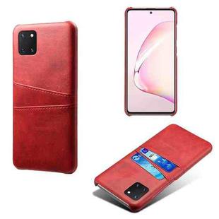 For Samsung Galaxy A81 / Note10 Lite Calf Texture PC + PU Leather Back Cover Shockproof Case with Dual Card Slots(Red)