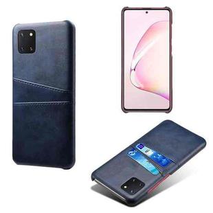 For Samsung Galaxy A81 / Note10 Lite Calf Texture PC + PU Leather Back Cover Shockproof Case with Dual Card Slots(Blue)