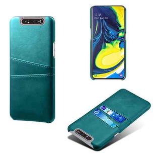 For Samsung Galaxy A90 Calf Texture PC + PU Leather Back Cover Shockproof Case with Dual Card Slots(Green)