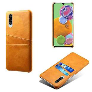 For Samsung Galaxy A90 5G Calf Texture PC + PU Leather Back Cover Shockproof Case with Dual Card Slots(Orange)