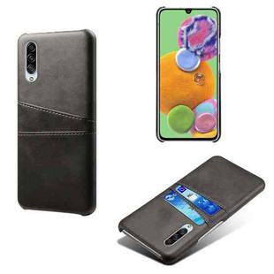 For Samsung Galaxy A90 5G Calf Texture PC + PU Leather Back Cover Shockproof Case with Dual Card Slots(Black)