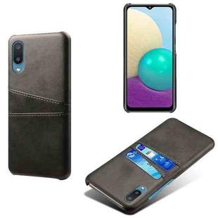 For Samsung Galaxy M02 / A02 Calf Texture PC + PU Leather Back Cover Shockproof Case with Dual Card Slots(Black)