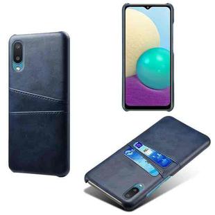 For Samsung Galaxy M02 / A02 Calf Texture PC + PU Leather Back Cover Shockproof Case with Dual Card Slots(Blue)