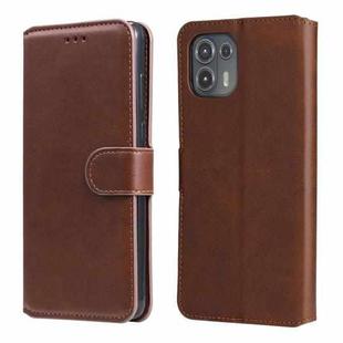 For Motorola Moto Edge 20 Lite Classic Calf Texture PU + TPU Horizontal Flip Leather Case with Holder & Card Slots & Wallet(Brown)