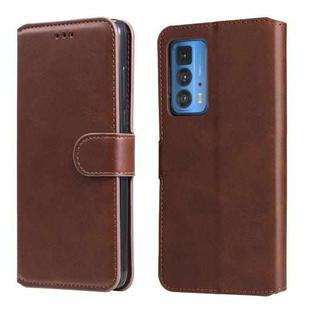 For Motorola Moto Edge 20 Pro Classic Calf Texture PU + TPU Horizontal Flip Leather Case with Holder & Card Slots & Wallet(Brown)