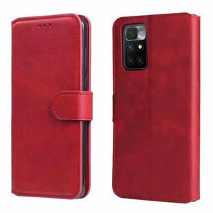 For Xiaomi Redmi 10 Classic Calf Texture PU + TPU Horizontal Flip Leather Case with Holder & Card Slots & Wallet(Red)