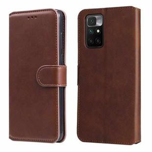 For Xiaomi Redmi 10 Classic Calf Texture PU + TPU Horizontal Flip Leather Case with Holder & Card Slots & Wallet(Brown)