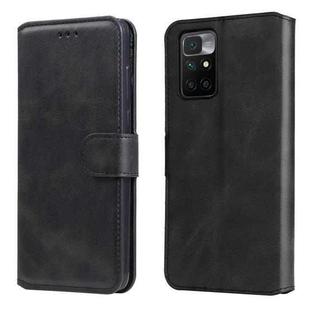 For Xiaomi Redmi 10 Classic Calf Texture PU + TPU Horizontal Flip Leather Case with Holder & Card Slots & Wallet(Black)
