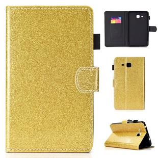 For Galaxy Tab A 7.0 (2016) T280 Varnish Glitter Powder Horizontal Flip Leather Case with Holder & Card Slot(Gold)