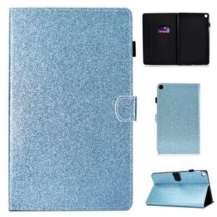 For Galaxy Tab A 8.0 & S Pen (2019) P200 Varnish Glitter Powder Horizontal Flip Leather Case with Holder & Card Slot(Blue)