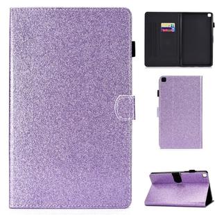For Galaxy Tab A 8.0 (2019) T290 Varnish Glitter Powder Horizontal Flip Leather Case with Holder & Card Slot(Purple)